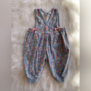 Vintage 90s Miniwear Floral Baby Overalls Romper - Size 12M
